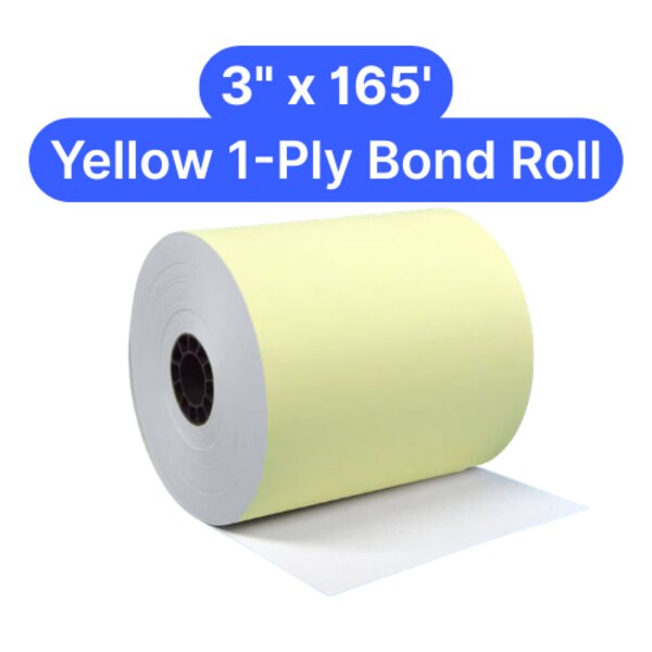 3" x 165" yellow 1-ply bond paper