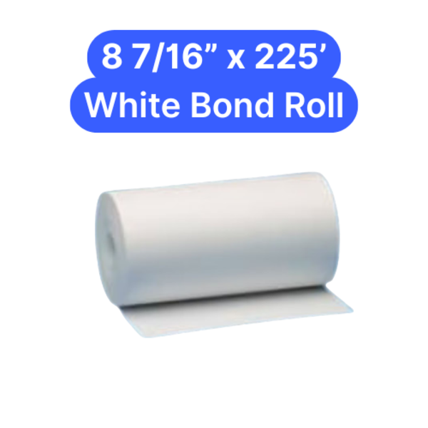 8 7/16" x 225' White Teletype Paper