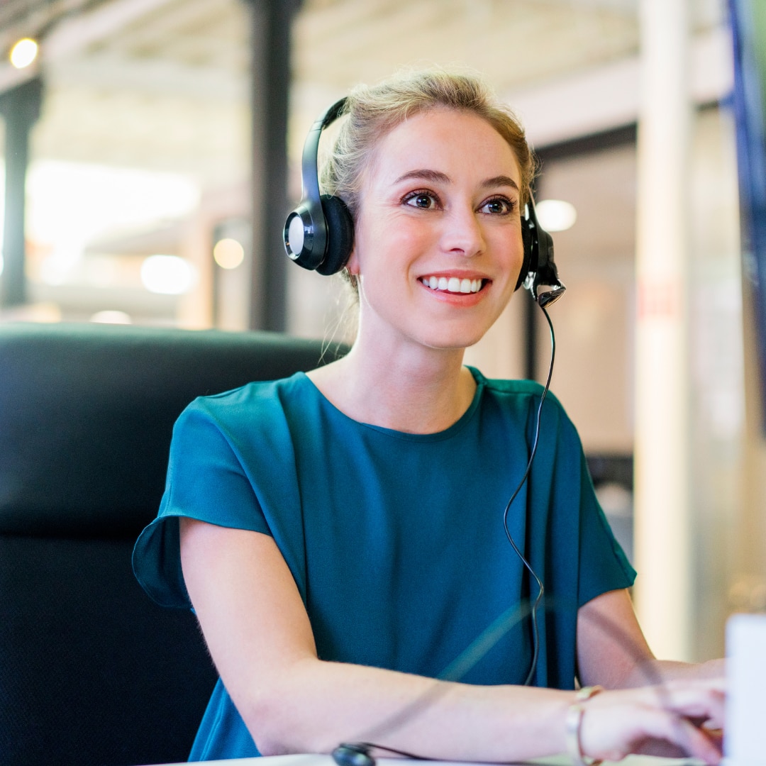 Customer service rep answering the phone